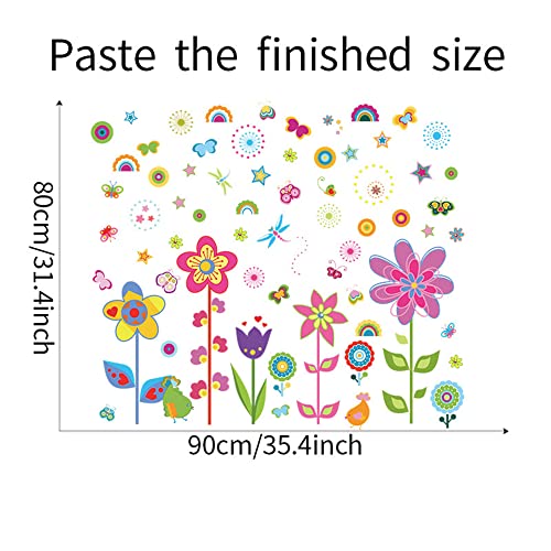 Rofarso Colorful Cute Cartoon Wall Sticker For Kid Removable Peel And Stick Wall Decal Diy Decoration For Nursery Baby Girls Bedroom Playroom Living Room (Flowers) #TOP3