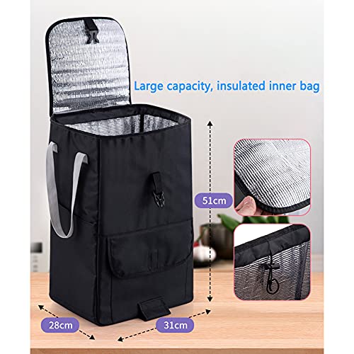 Trolley-Tasche Faltbar Einkaufswagen Abnehmbar Leise 8 Räder (2 Universalrollen) Schwerlast 80kg Groß 45L Wasserdicht Kühltasche Treppen steigen Reisen Picknick Sackkarre Einkaufstrolley – Bild 6