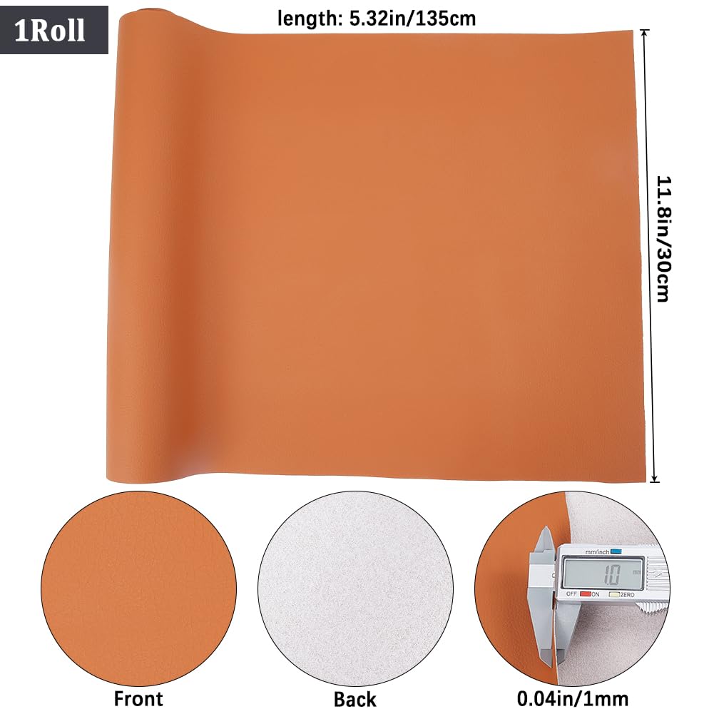 GORGECRAFT 135x30cm Litchi Grain Faux Leather Fabric Lychee Texture Synthetic PU Leathercloth 1mm Thick Imitation Leather Sheets Fabric for DIY Sewing Crafts Bows Bag Earrings Jewelry Making - Image 2