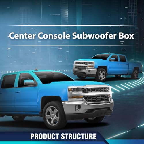 PIT66 12\" Center Console Subwoofer Box Compatible with Chevy/GMC Crew Cab 2014 2015 2016 2017 2018 Black - Thumbnail 2