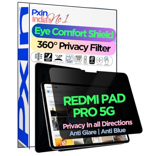 Image of PxIn Tablet Privacy Screen Guard compatible with REDMI PAD PRO 5G | No.1 | Anti Glare | Anti Blue Light | Anti UV | 4 Way Privacy Filter | 360 Privacy | Eye Protect