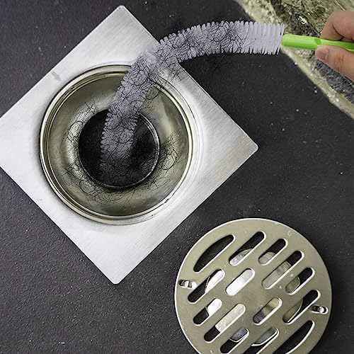 Image of Sewer Drain Brush, Drain Clog Remover, 17inch Flexible Long Pipe Hair Clogs Catcher Cleaner Tool for Toilet, Kitchen Sink, Bathroom Tub, Sewer Drain
