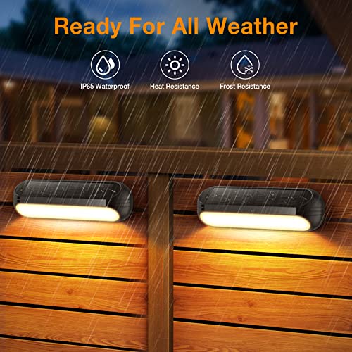 Ahaorigin Solar Outdoor Lights For Deck 4 Pack, Upgraded Rgb Solar Fence Lights With Color Changing & Warm White Mode, Waterproof Led Solar Powered Lights For Yard, Wall, Stairs, Pool And Step Decor #TOP3