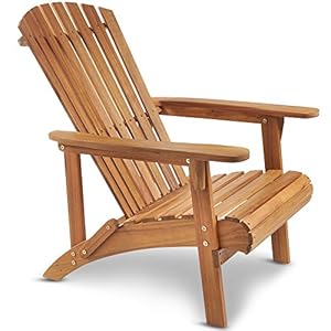 VonHaus Natural Adirondack Chair – Outdoor Fire Pit Chair for Garden, Terrace, Patio & Balcony – Water Resistant Acacia Hardwood Oiled Finish Garden Seat with Wide Armrests & Ergonomic Sloped Back