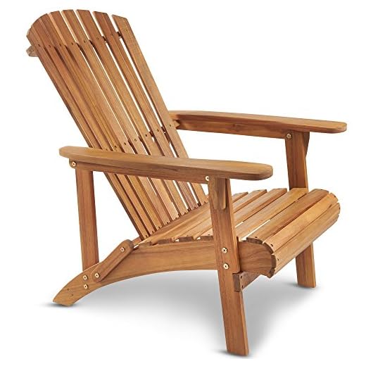 VonHaus Natural Adirondack Chair - Outdoor Fire Pit Chair for Garden, Terrace, Patio & Balcony - Water Resistant Acacia Hardwood Oiled Finish Garden Seat with Wide Armrests & Ergonomic Sloped Back
