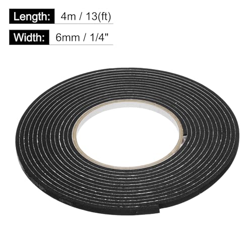 Image of uxcell 4pcs Rolls Single Sided Foam Tape Removeable EVA Sponge Mounting Tape Strong Adhesive Tape Strips(Black, 13ft x 1 /4 inch x 1 /8 inch) for Home Paint Wall Hanging Poster Decor