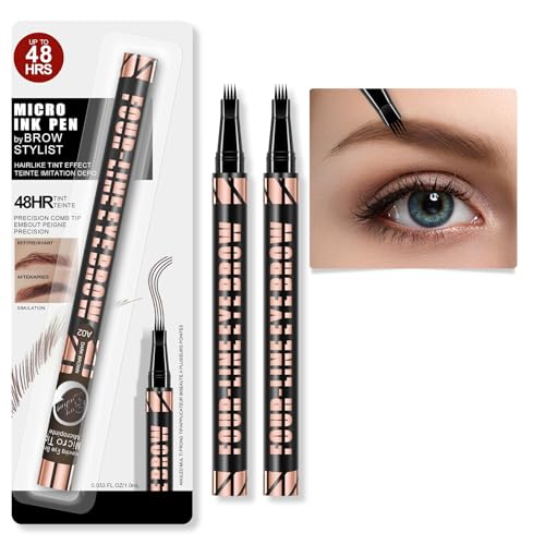 [Pacote com 2] Caneta de sobrancelha, lápis de sobrancelha microblading mágico para mulheres com pon