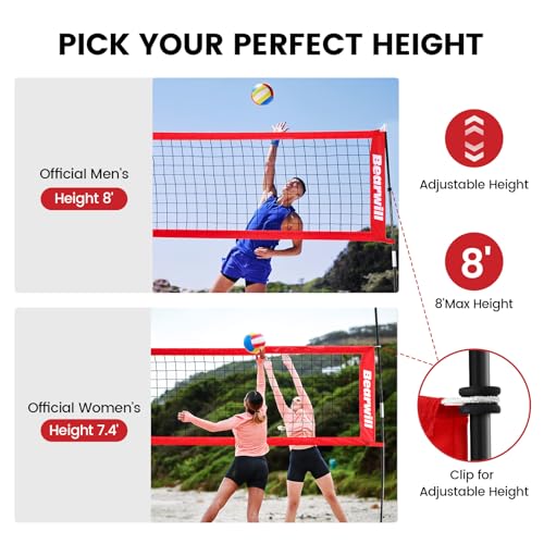 image for Bearwill Volleyball Net, 12FT Portable Volleyball Net for Backyard, Fr
