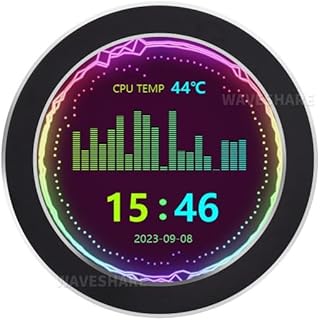 2.8 Inch USB Monitor Water Cooler Screen PC case Secondary Screen 480×480 Resolution with Music Spectrum Analysis Function Black Color