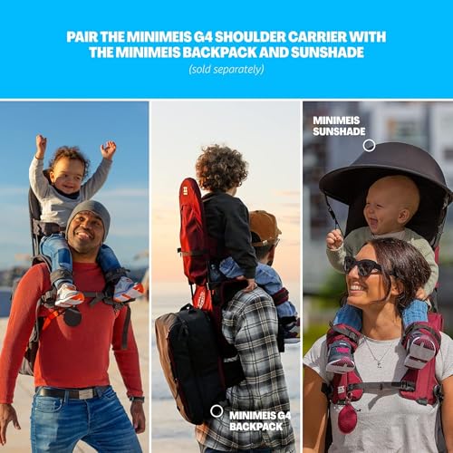 MiniMeis G4 - Baby Schultertrage mit Rückenunterstützung - faltbares Kinder Tragesystem - bis zu 18 kg - Grau-Orange