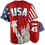 INBEAN America USA Jersey #1 Statue of Liberty #45 Trump Men's Baseball Jersey S-3XL (45 Red,Medium)