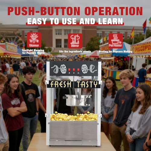 Image of 36oz Countertop Popcorn Maker Machine Professional Commercial Grade, Black