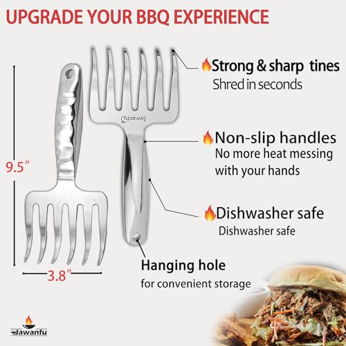 Meat Shredder Claws, 18/8 Stainless Steel Pulled Pork Tools for Shredding Meat, Effortlessly BBQ Tools For Handling, Shredding, Pulling Meat, Smoker Grilling Gifts, Pack of 2