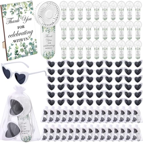 Mini éventails électriques de mariage et lunettes cœur cadeaux pour invités Chumia