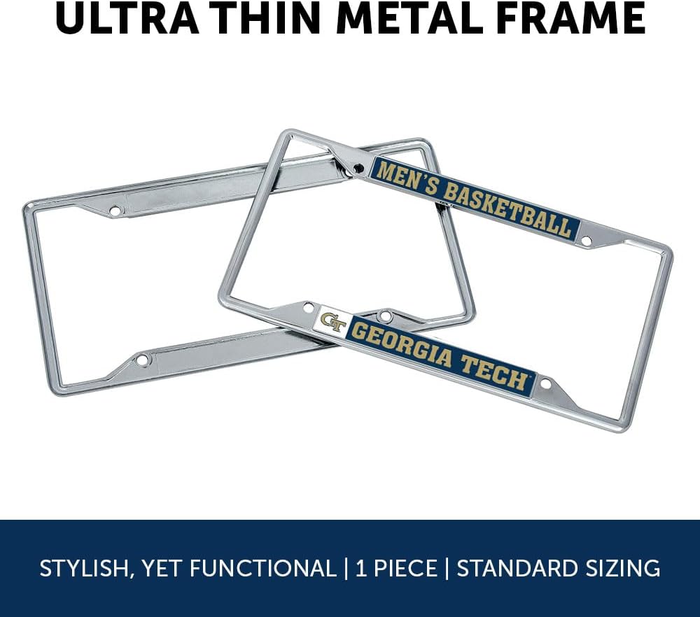 Desert Cactus Georgia Tech License Plate Frame Yellow Jackets GT Institute of Technology Car Accessories Tag Holder for Front or Rear of Car (Men's Basketball)