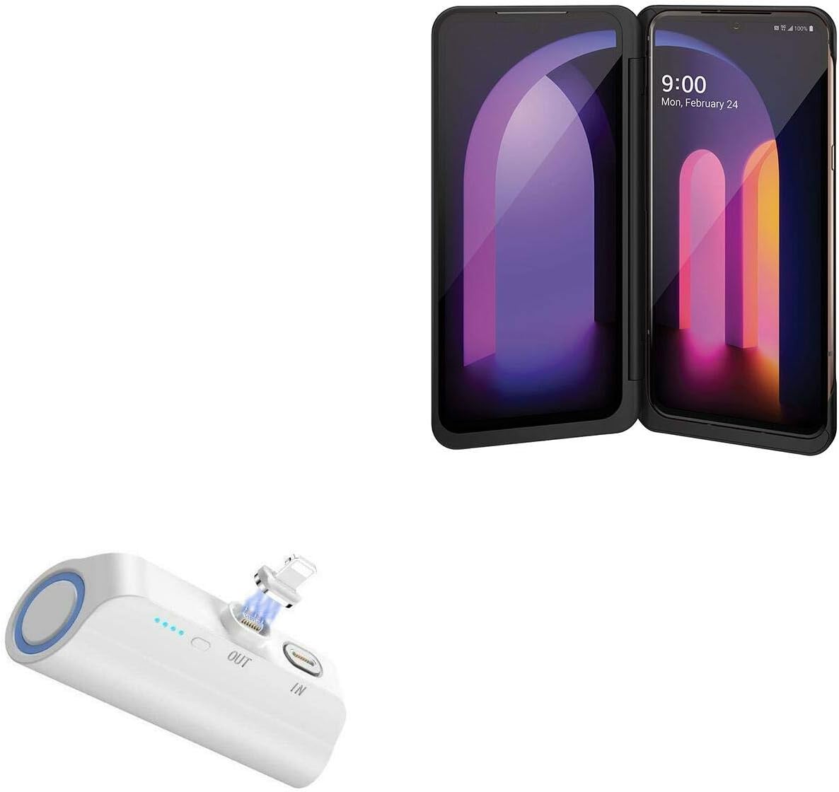 BoxWave Power Bank Compatible with LG V60 ThinQ 5G – MagnetoBoost Rejuva PowerPack (18W), Portable 3000mAh Back Up Battery Power Bank – Winter White