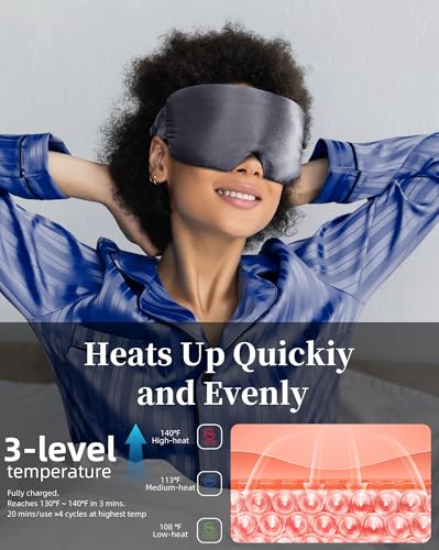 Image of Heated Eye Mask for Dry Eyes: Silk Cordless Eye Warmer Compress for Dry Eye