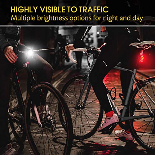Te-Rich Bike Lights Front and Back, Rechargeable Bicycle Safety Lights, Commuting/Road Cycling LED Headlight and Taillight - Easy to Mount & Remove/6 Modes - Be Seen Bike Light Set for Kids Women Men - Thumbnail 3