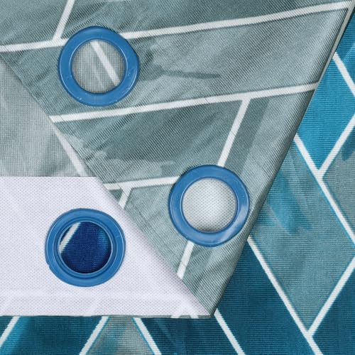 Image of Window Curtains 5 Feet Long Set of 10 | Abstract Design | Polyester | Light Filtering Curtains | Curtains for Living Room | (118 x 152 cm, Grey & Blue) | Perfect for Home Decor