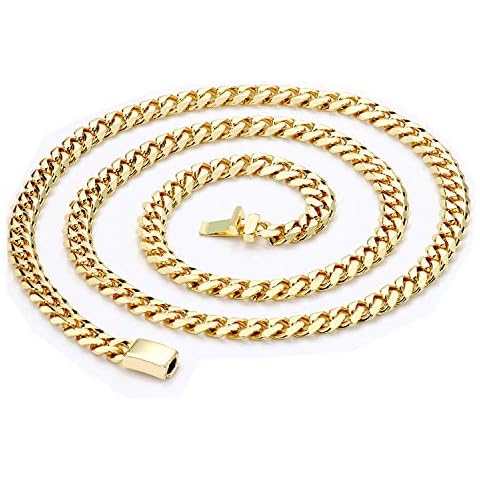 Dubai Collections 9mm Gold Cuban Link Chain For Men Necklace Lobster Clasp Chunky Diamond Real Plated Solid Heavy Overlay Jewelry (24.0) Cover