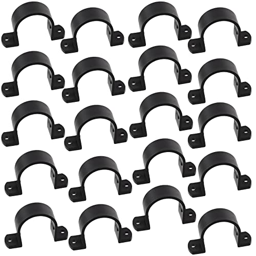 AERZETIX - C64963 - Juego de 20 Abrazaderas de fijación/sujeción en U con 2 orificios para tubo Ø40mm - en plástico - DIN3016 - sujetacables de pared para atornillar soporte fontanería - color negro