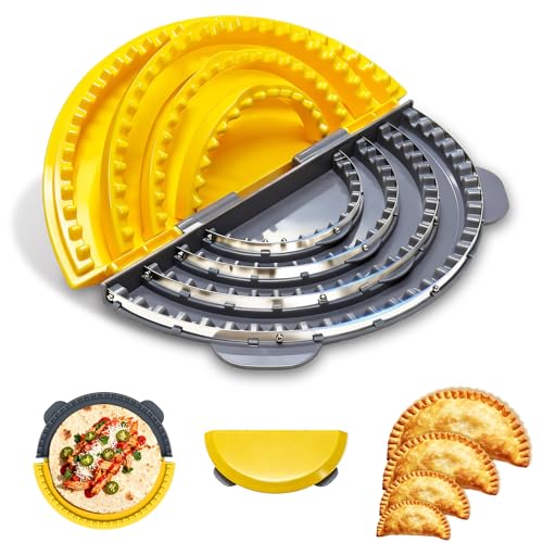 Tiiyee 4-in-1 Tortilla Sealer, Adjustable Tacos Tortilla Crimper Quesadilla Maker for 4”, 6”, 8”, 10” Wraps, Removable Crimper Presses Make Sealed Burritos Dumplings Sandwich, Dishwasher Safe