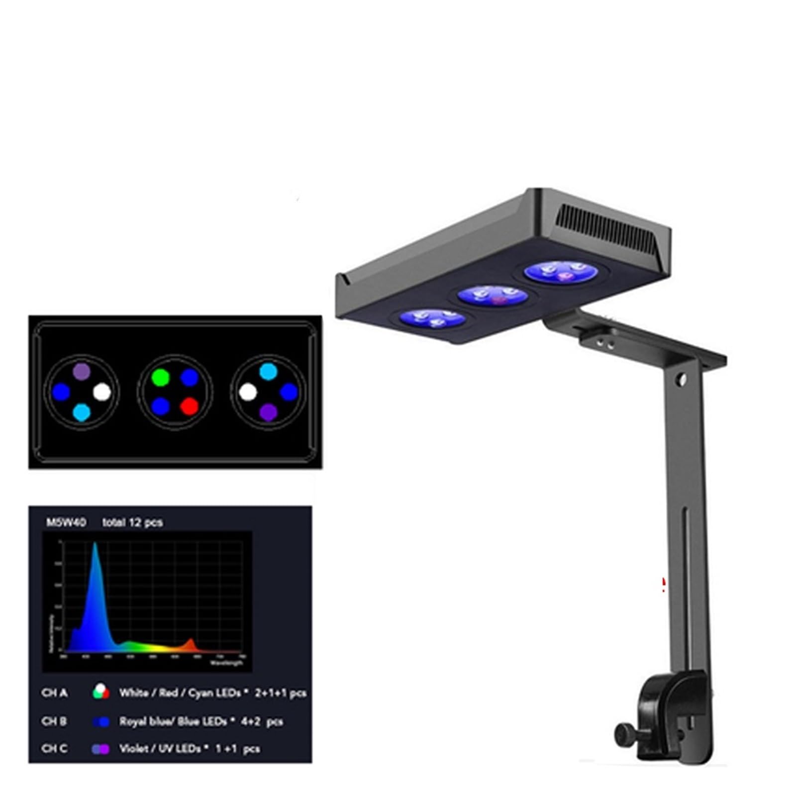Luz LED para acuario Luz de acuario M029, iluminación de agua salada de 30W/40W con Control táctil for pecera de arrecife de Coral (Color : 029-40W-WIFI, Size : A)