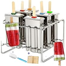 Stainless Steel Popsicle Molds and Rack - BPA Free Ice Pop Maker with Wooden Sticks