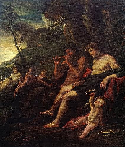 Affiches sur toile Nicolas Poussin Olympos et Marsyas sans cadre 50x70 cm