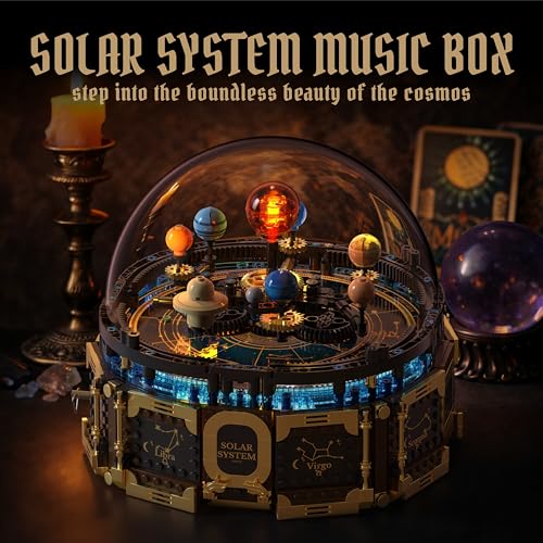 UNCLE PLANK Space Music Box Building Set with Lights, Solar System Galaxy Model Kit, Rotating Planet Mechanical Blocks, Creative Solar SystemToy Gift for Boys Girls 8-14 and Adults - Image 2