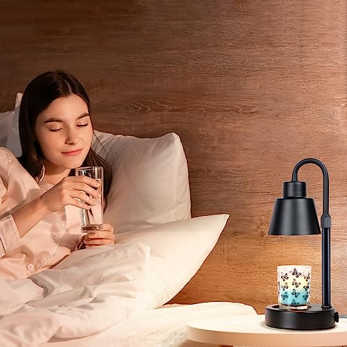 Candle Warmer Lamp, Electric Candle Lamp Warmer With Timer & Dimmer, Height Adjustable Bedroom Home Decor Dimmable Vintage Wax Melt Warmer For Scented Wax With 2 Bulbs, Jar Candles (Black) #TOP4