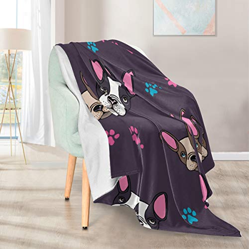 Emelivor Cozy Throw Blanket For Couch - Cute French Bulldog Puppies Super Soft Warm Blanket For Bed Sofa Used Lightweight Throws Size 50 X 60 In #TOP4