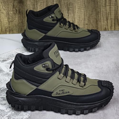 Men's Fashionable Casual lace up Walking Shoes, Score lace up Sports Shoes, Thick Soled Sports Outdoor Hiking Boots2