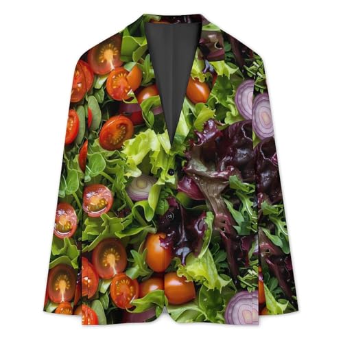 Vegetable Salad Men's Classic Fit Suit Two Button Novelty Printed Casual Stylish Blazer3
