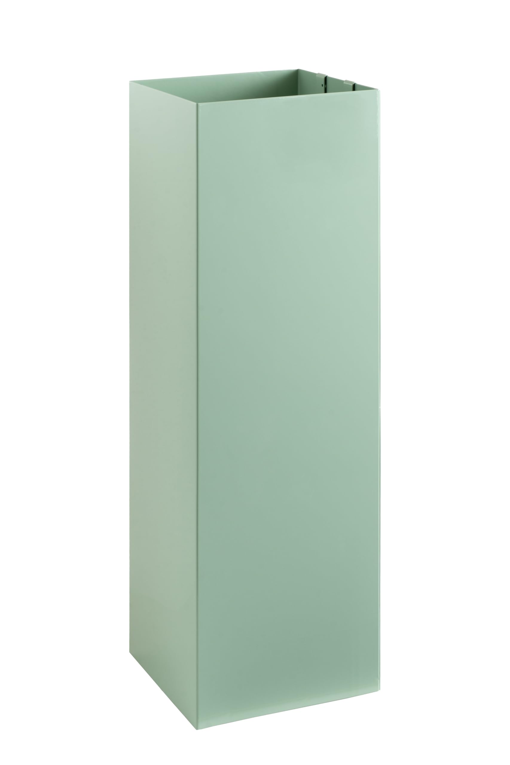 Portaombrelli verde con design moderno in metallo per casa e ufficio, supporto di design, 2 ganci, 2 vaschette di raccolta dell'acqua rimovibili, 15,5 x 15,5 x 49 cm, quadrato, portaombrelli