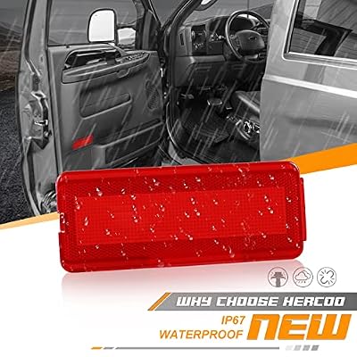 HERCOO Interior Door Reflectors Red Front & Rear Reflector Light Cover Compatible with Ford Excursion 2000 to 2005, F250 F350 F450 F550 Super Duty 1999 to 2007, Pack of 2