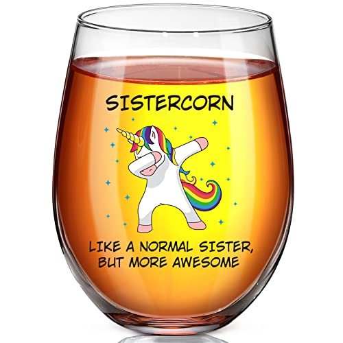 Patelai Sistercorn Cup 17Oz Stemless Wine Glasses For Red Or White Wine 17 Oz Sister Unicorn Wine Glass For Best Sister Xmas Birthday Gifts For Wine Lover (Unicorn) #TOP30