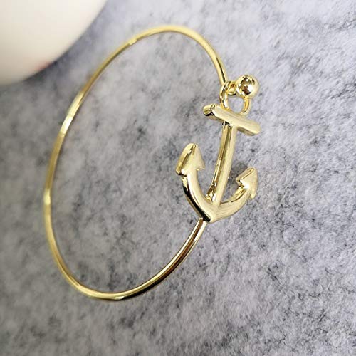 Noumanda Women's Nautical Jewelry Sailor's Anchor Easy Open Hook Bracelet Bangle (Gold) #TOP3