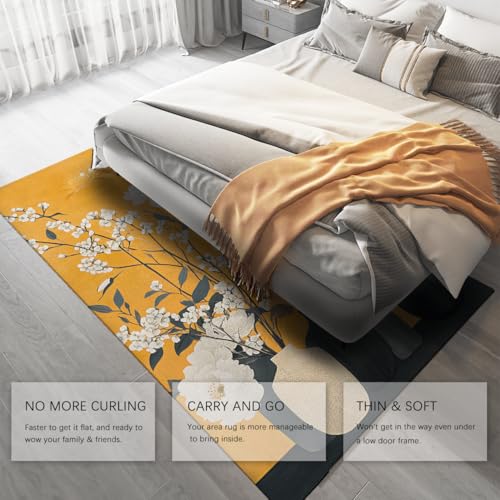 Tapis Vase Floral Bohème 120x180cm Tapis de Sol Lavable et Doux