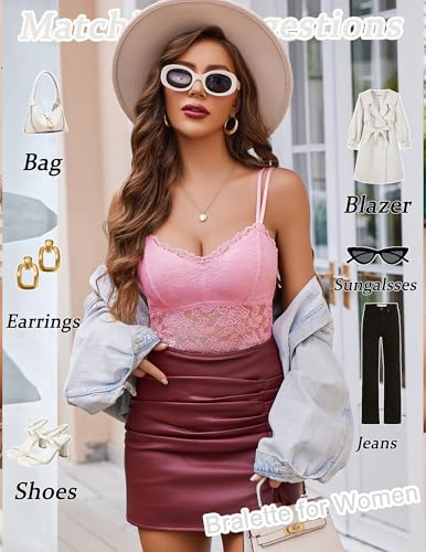 Image of Avidlove Lace Bralette for Women V Neck Camisole Lingerie Spaghetti Strap Tube Slim Tank Top
