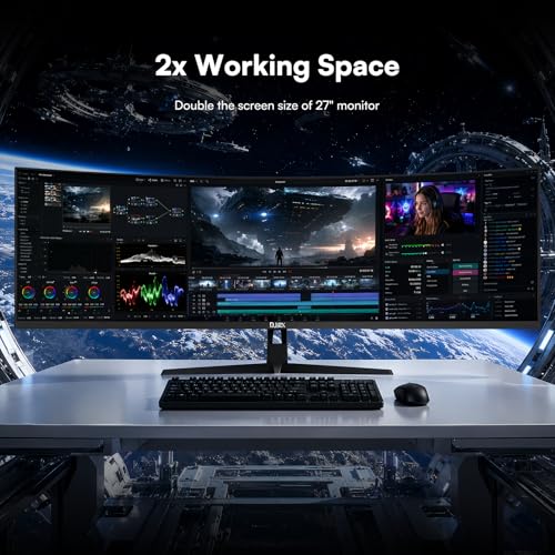 Image of 49 Inch Curved Ultrawide Monitor, DQHD 5K 32:9 1500R VA Display, 165Hz, 1ms MPRT, G-Sync & FreeSync, HDR400, 127% sRGB, Adjustable Stand, HDMI & DisplayPort, VESA,Pro Gaming & Creating