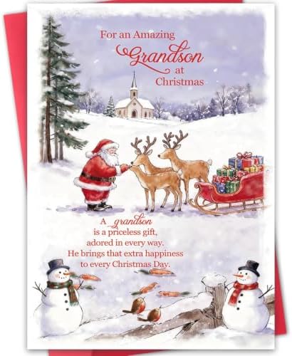 Christmas Card for Grandson from Grandma Grandpa,Inside Heartfelt ...