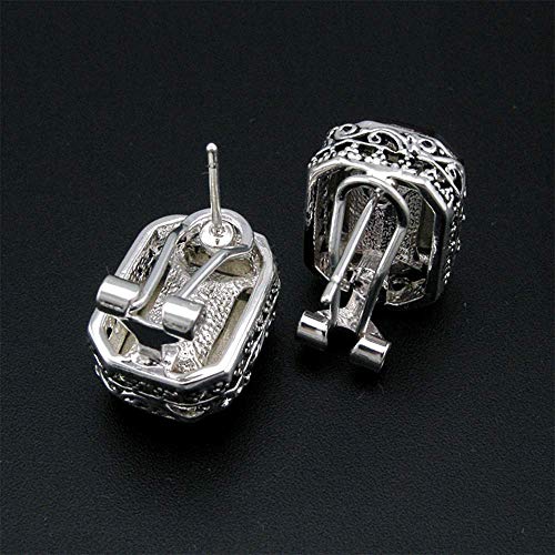 White Gold Plated Rectangle Shaped Sapphire Blue Swarovski Elements Crystal Leverback Earrings Fashion Jewelry For Women #TOP3