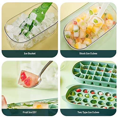 Ice Cube Tray With Lid & Bin For Freezer, 54Pcs Handle Design Easy-Release Ice Cube Molds Perfect For Drink Cocktail Whisky Coffee Reusable #TOP6