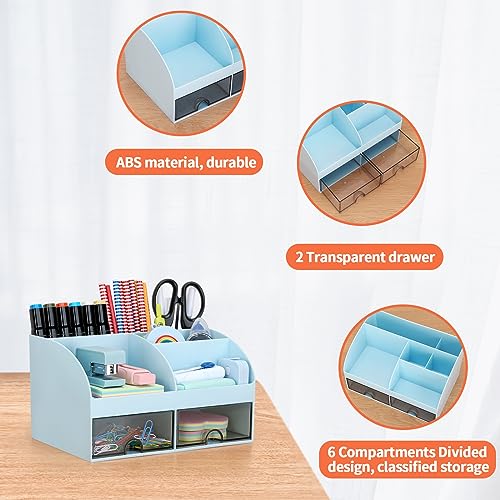 Organiseur de bureau multi-compartiments avec plateau pour notes - 5