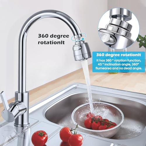 Miniatura 6 de Vinabo Aireador Para Grifo 360 Giratorio Boquilla Grifo Cocina, Boquilla Grifo Cocina Fregadero Con Filtro Regulador De Cabezal 2 Modos,Aireador Grifo,Atomizador Grifo,Cabezal Grifo Cocina,De Plata