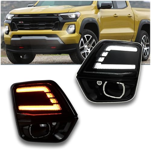 ULTRALTH LED Front Bumper Light Kit for 2023-2024 Chevy Chevrolet Colorado Switchback White DRL Fog Lamps & Dynamic Amber Sequential Turn Signals | Direct Bolt-On OEM Replacement Bumper Trim (Pair)