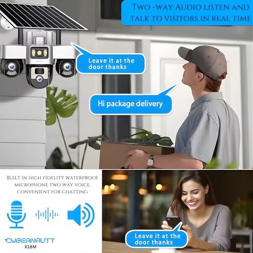 Image of XUGA - Cybernautt Series X18M 18MP 3 Lens PTZ Dual Solar 4G Sim Outdoor CCTV Camera with 3 View |Night Vision | Motion Detection| All 3 Lens Mobile Controlled | Use Air-tel 4G Sim