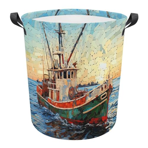 Cesta ropa sucia duradero con velero antiguo cubo impermeable textil de lavandería de calidad 2