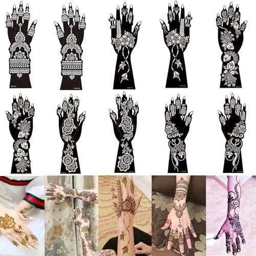 XMASIR 10 modèles de tatouage temporaires, avant-bras des filles pour les femmes avec des modèles de tatouage arabe de l'Inde